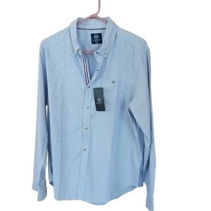 NWT Badger Smith button down blue and white striped Oxford Office shirt men's XL